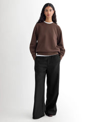Luxe Fleece Raglan Crewneck | Dark Chocolate