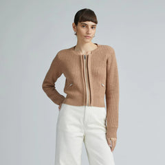 The Cropped Cotton-Merino Bomber | Chestnut