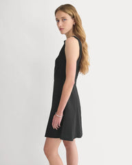 Seamed Open-Back Mini Dress | Black