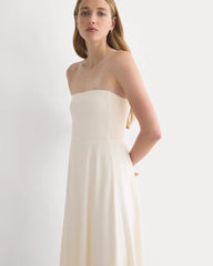 Strapless Dress in Stretch Linen | Bone
