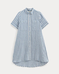 The Daytripper Dress in Linen | Soft Cobalt/Bone