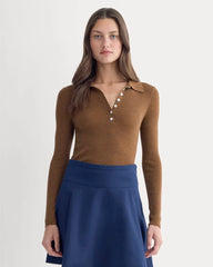 The Polo in Ultrasoft Merino | Heathered Toffee