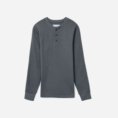 The Waffle Long-Sleeve Henley Tee | Slate
