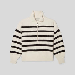 The Half-Zip Sweater in Luxe Merino | Bone / Black