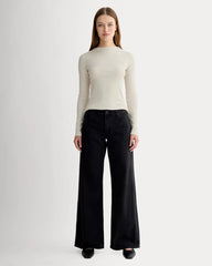 The Luxe Rib Funnel-Neck Tee | Heathered Oat