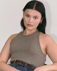 The Luxe Rib Racerback Tank | Heathered Fatigue