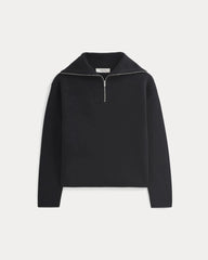 Double Knit Half-Zip in Cotton Merino | Black