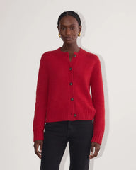 The Crew Cardigan in Alpaca | Berry Red