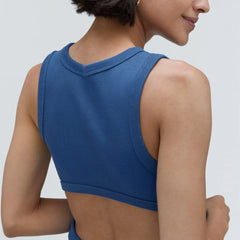 The Ribbed Cutout Tank | Deep Blue