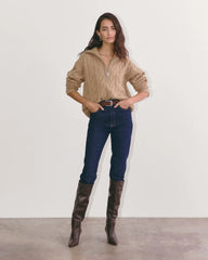 The Cable Half-Zip in Luxe Merino | Oat Melange
