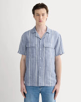 The Resort Shirt in Linen | Dutch Blue / Bone