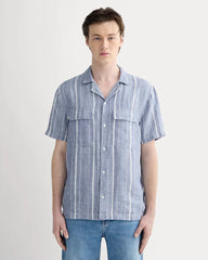 The Resort Shirt in Linen | Dutch Blue / Bone