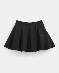 Godet Mini Skirt in Cotton Silk | Black
