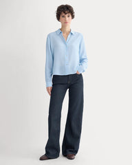 Shrunken Top in Washable Silk | Open Air Blue