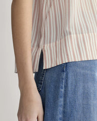 The Notch Shirt in Washable Silk | Bone / Dusky Rose