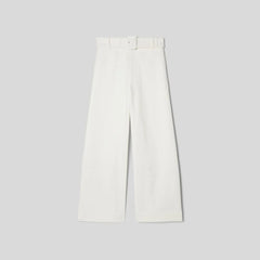 The Structured Cotton Belted Pant | Bone