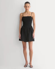 Gauze Smocked Mini Dress | Black