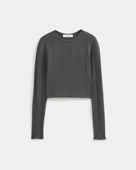 Lounge Rib Cropped Shirt | Heathered Soot