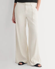 Wide-Leg Belted Pant in Stretch Linen | Birch | Long