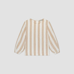 The Linen Long-Sleeve Top | Bone / Caramel
