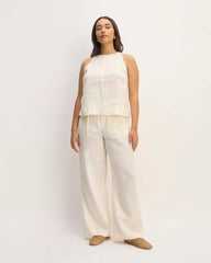 The Linen High-Neck Tank | Bone