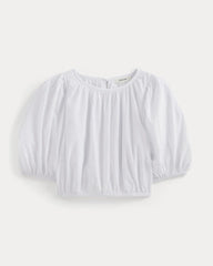 The Gauze Puff-Sleeve Top | White
