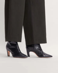 The Short Banana Boot | Black Crocodile