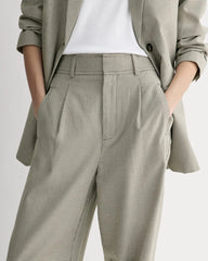 The Draper Pleated Pant in Buttersmooth | Deep Taupe Mini Gingham | 32" Inseam