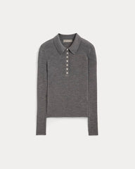 The Polo in Ultrasoft Merino | Heather Mid Grey