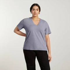 The Vintage V-Neck Hemp Tee | Lilac Grey