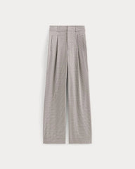The Draper Pleated Pant in Buttersmooth | Deep Taupe Mini Gingham | 32" Inseam