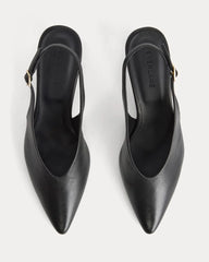 Pointed-Toe Slingback Heel | Black Leather