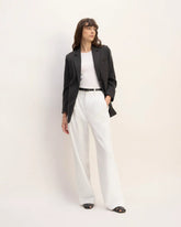 The Draper Pleated Pant in Buttersmooth | White | 30" Inseam