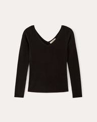 The Off-Shoulder Top in Ultrasoft Merino | Black
