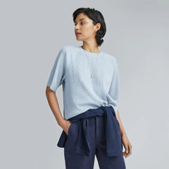 The Organic Cotton Waffle Raglan Tee | Heathered Light Blue