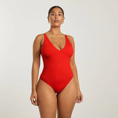 The V-Neck One-Piece | Bright Red