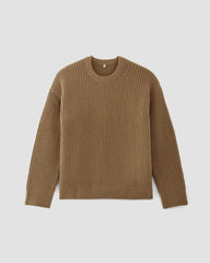 The Oversized Crew in Luxe Merino | Deep Camel