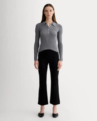 The Polo in Ultrasoft Merino | Heather Mid Grey