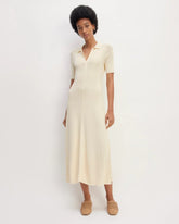 The Viscose Knit Polo Midi Dress | Beige