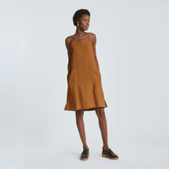 The Linen Apron Dress | Tawny Brown