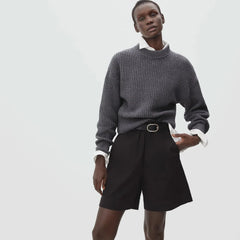 The Texture Cotton Crew | Heathered Charcoal Contrast Trim