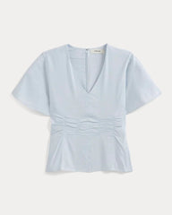 Cinched Top in Stretch Linen | Skywriting