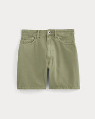 The A-Line Denim Short | Neutral Oil Green