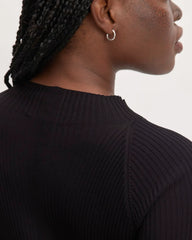 The Ribbed Mock Neck Midi Dress | Black