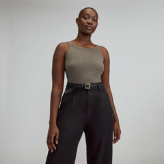 The Supima® Micro-Rib Cropped Tank | Heathered Fatigue