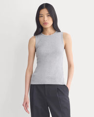 Luxe Rib Side Snap Tank | Heathered Light Grey