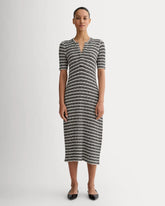 The Rib-Knit Henley Dress | Bone / Black