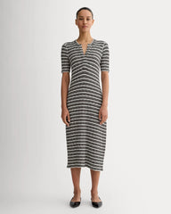 The Rib-Knit Henley Dress | Bone / Black