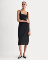 Knit Square-Neck Midi Dress | Black