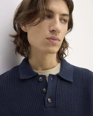 The Cotton Chunky Rib Polo | Navy